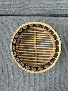 Bamboo Wood Ratan Wicker Serving Tray Basket  Decorative Large